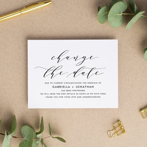 Elegant Change The Date Minimalist Wedding Invitation Postcard