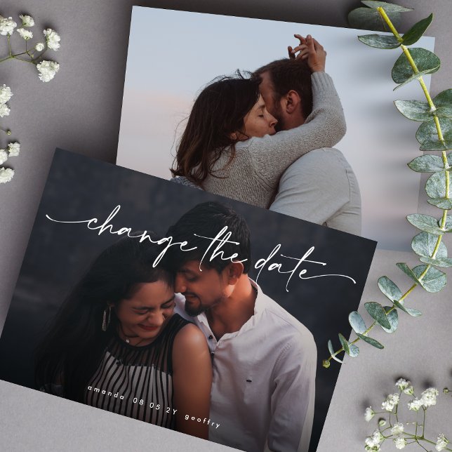 Elegant Change the Date Multi Photo QR CODE Save The Date (Creator Uploaded)