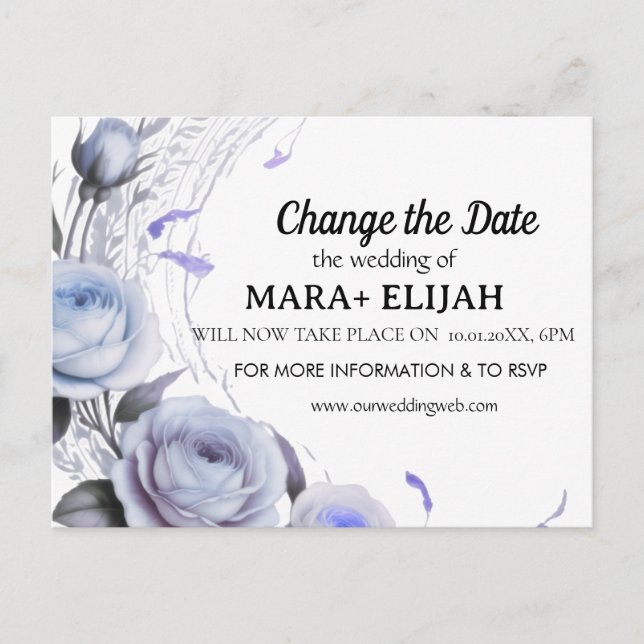 Elegant Change the Date Wedding Card (Front)
