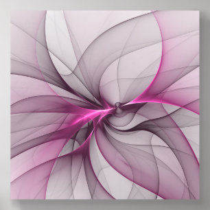 Elegant Chaos Modern Abstract Pink Fractal Art Acrylic Photo Tile