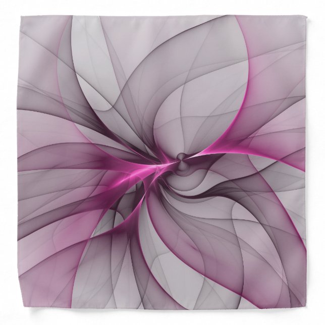 Elegant Chaos Modern Abstract Pink Fractal Art Bandana (Front)