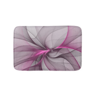 Elegant Chaos Modern Abstract Pink Fractal Art Bath Mat