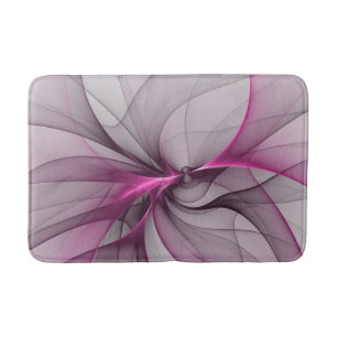 Elegant Chaos Modern Abstract Pink Fractal Art Bath Mat