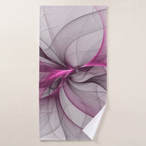 Elegant Chaos Modern Abstract Pink Fractal Art Bath Towel