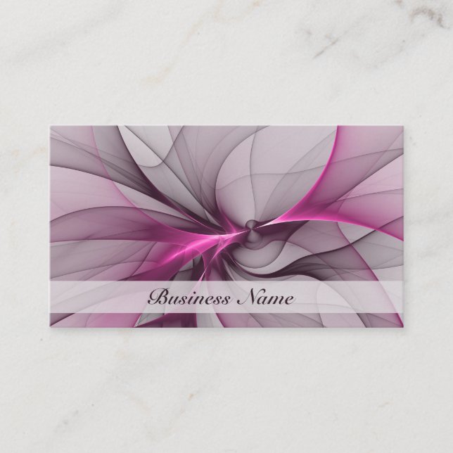 Elegant Chaos Modern Abstract Pink Fractal Art Business Card (Front)