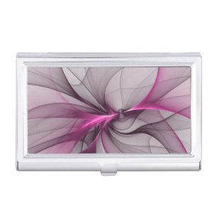 Elegant Chaos Modern Abstract Pink Fractal Art Business Card Case
