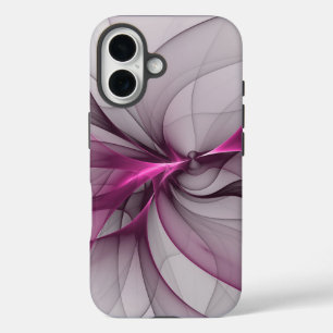 Elegant Chaos Modern Abstract Pink Fractal Art iPhone 16 Case