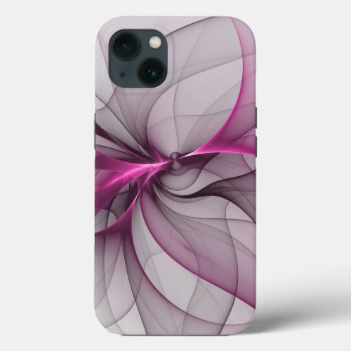 Elegant Chaos Modern Abstract Pink Fractal Art iPhone 13 Case