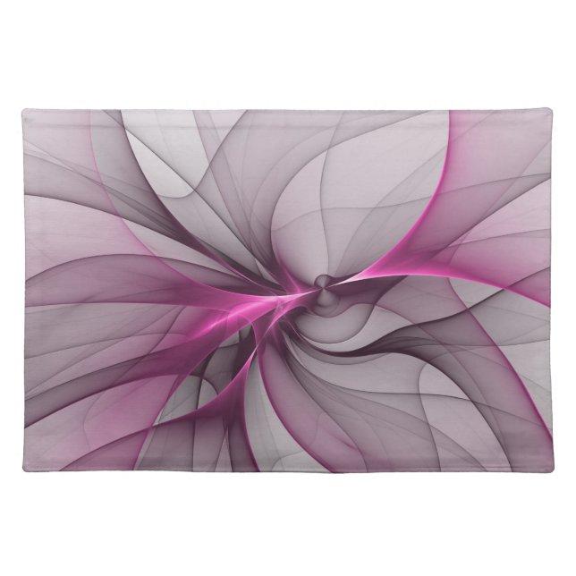 Elegant Chaos Modern Abstract Pink Fractal Art Cloth Placemat (Front)