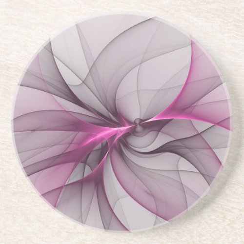 Elegant Chaos Modern Abstract Pink Fractal Art Coaster