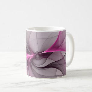 Elegant Chaos Modern Abstract Pink Fractal Art Coffee Mug