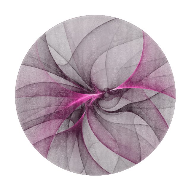 Elegant Chaos Modern Abstract Pink Fractal Art Cutting Board (Front)