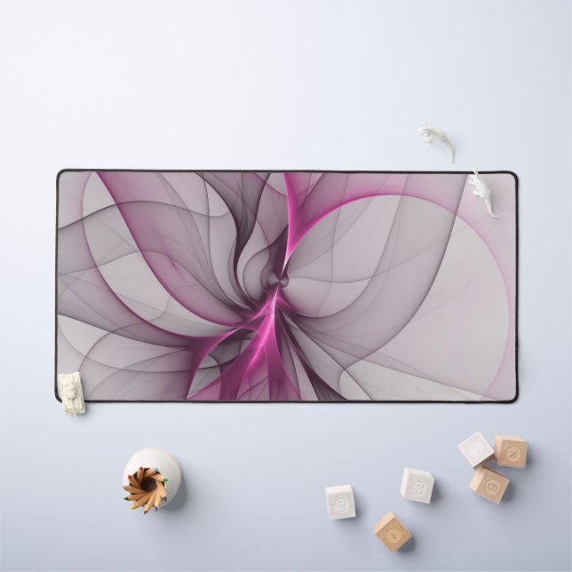 Elegant Chaos Modern Abstract Pink Fractal Art Desk Mat (Kids Table)
