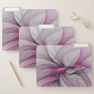Elegant Chaos Modern Abstract Pink Fractal Art File Folder