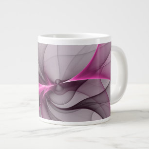 Elegant Chaos Modern Abstract Pink Fractal Art Giant Coffee Mug
