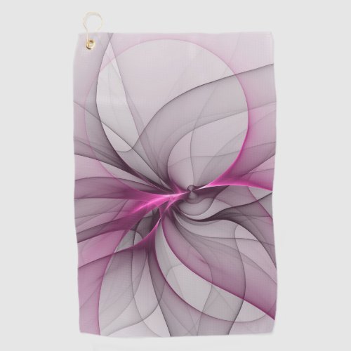 Elegant Chaos Modern Abstract Pink Fractal Art Golf Towel