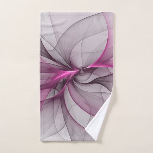 Elegant Chaos Modern Abstract Pink Fractal Art Hand Towel