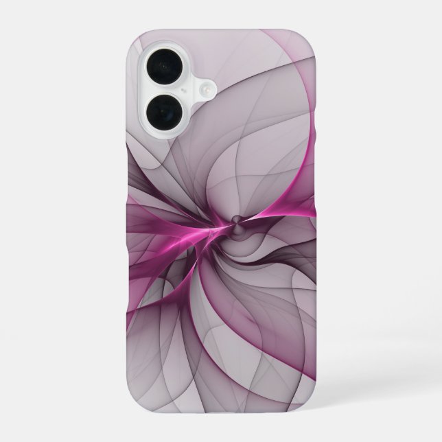 Elegant Chaos Modern Abstract Pink Fractal Art iPhone Case (Back)