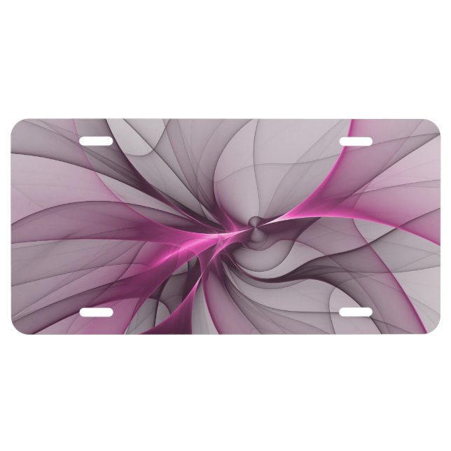 Elegant Chaos Modern Abstract Pink Fractal Art License Plate (Front)
