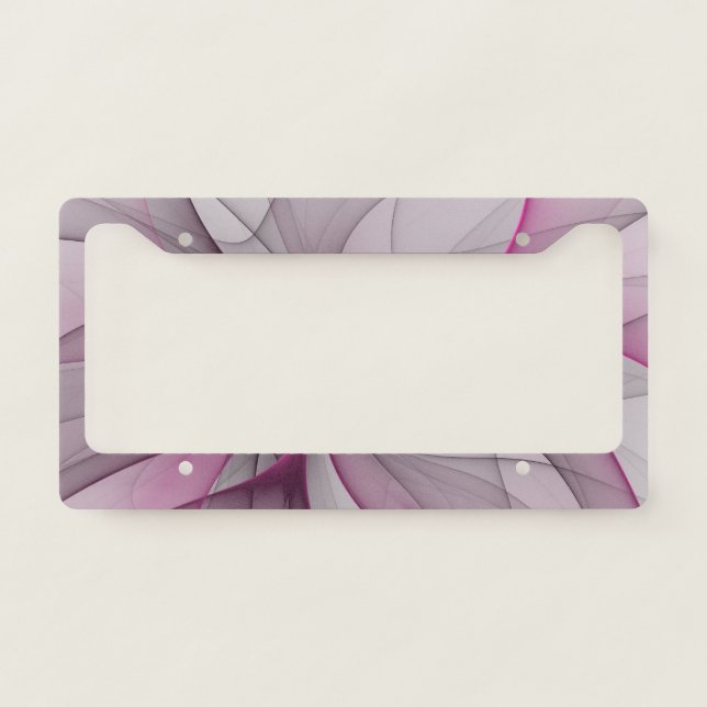 Elegant Chaos Modern Abstract Pink Fractal Art License Plate Frame (Front)