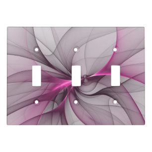 Elegant Chaos Modern Abstract Pink Fractal Art Light Switch Cover