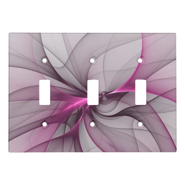 Elegant Chaos Modern Abstract Pink Fractal Art Light Switch Cover (Front)
