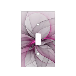 Elegant Chaos Modern Abstract Pink Fractal Art Light Switch Cover