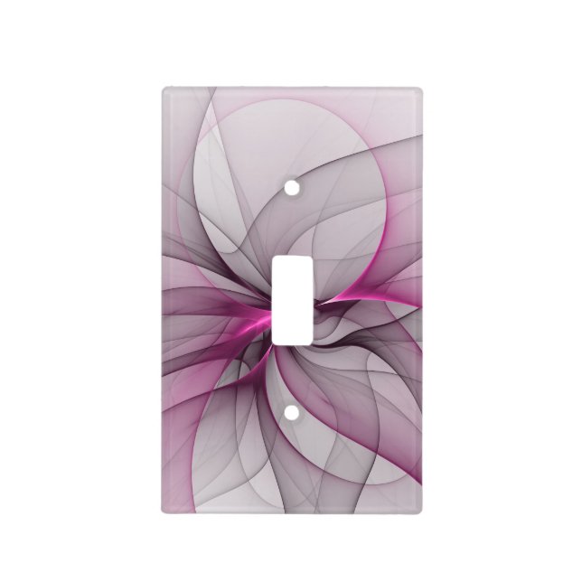 Elegant Chaos Modern Abstract Pink Fractal Art Light Switch Cover (Front)