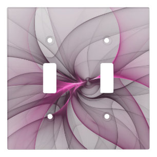 Elegant Chaos Modern Abstract Pink Fractal Art Light Switch Cover