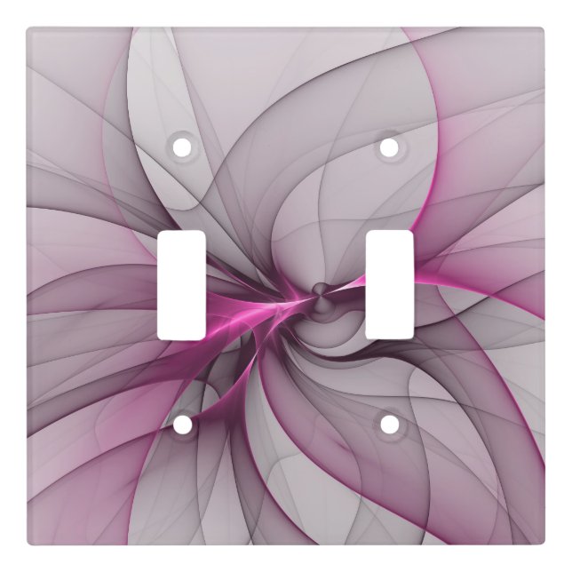Elegant Chaos Modern Abstract Pink Fractal Art Light Switch Cover (Front)
