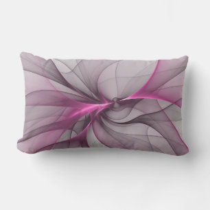 Elegant Chaos Modern Abstract Pink Fractal Art Lumbar Pillow