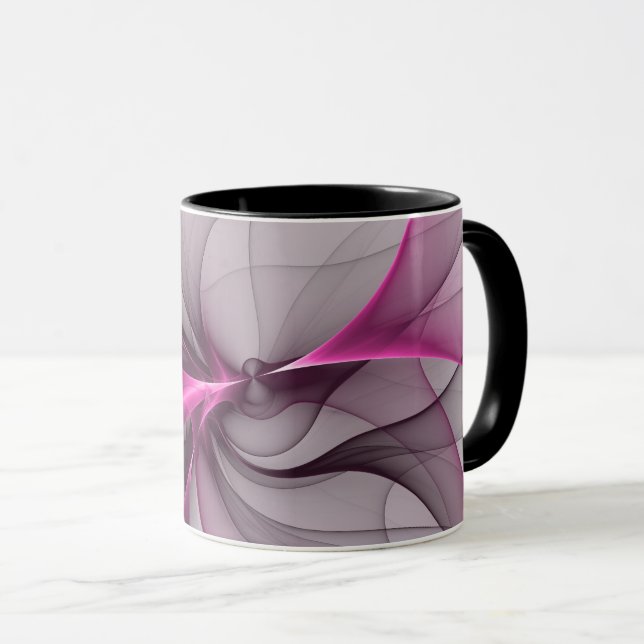 Elegant Chaos Modern Abstract Pink Fractal Art Mug (Front Right)