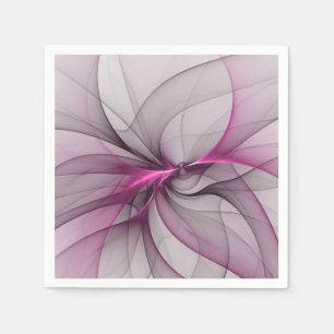 Elegant Chaos Modern Abstract Pink Fractal Art Napkins