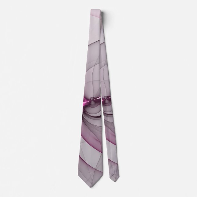 Elegant Chaos Modern Abstract Pink Fractal Art Neck Tie (Front)