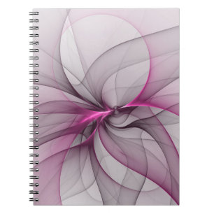 Elegant Chaos Modern Abstract Pink Fractal Art Notebook