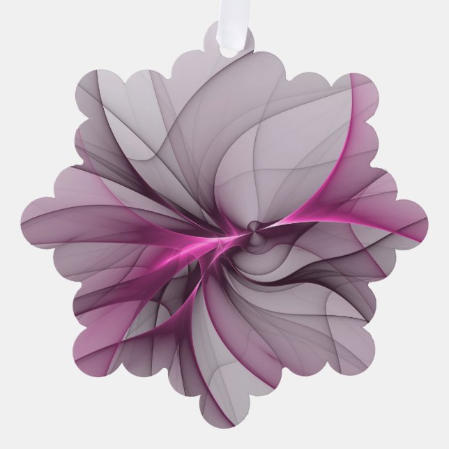Elegant Chaos Modern Abstract Pink Fractal Art Ornament Card (Front)