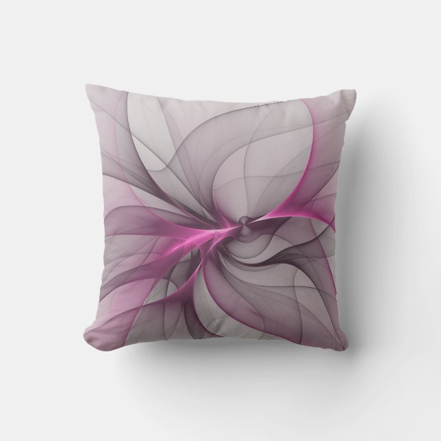 Elegant Chaos Modern Abstract Pink Fractal Art Outdoor Pillow (Front)