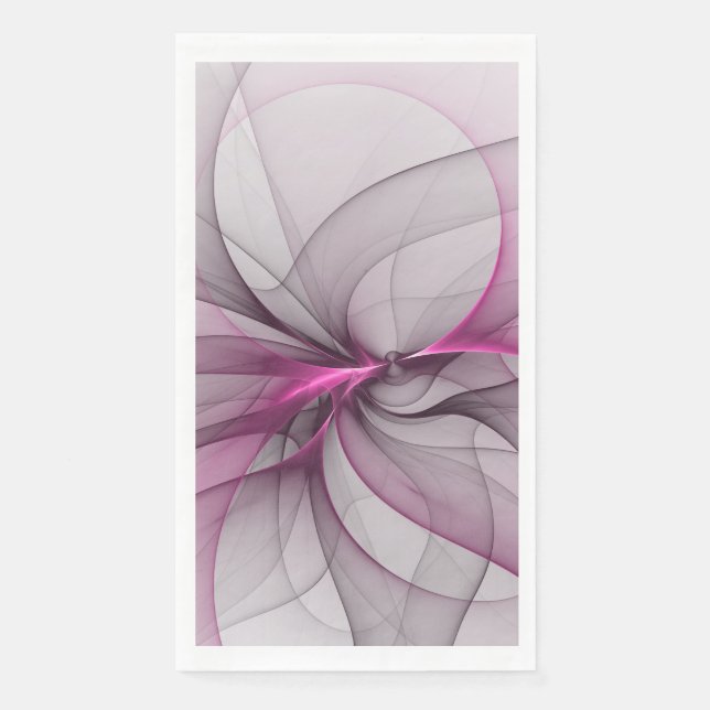 Elegant Chaos Modern Abstract Pink Fractal Art Paper Guest Towels (Front)
