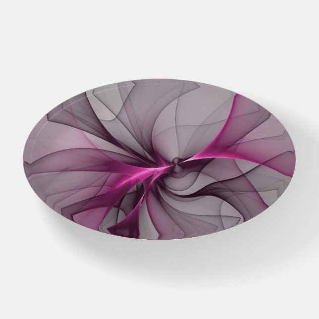 Elegant Chaos Modern Abstract Pink Fractal Art Paperweight (Front)