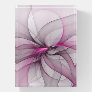 Elegant Chaos Modern Abstract Pink Fractal Art Paperweight
