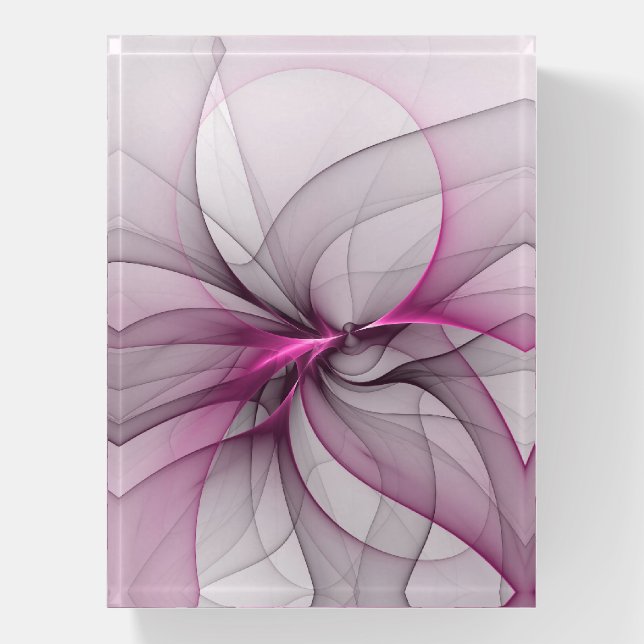 Elegant Chaos Modern Abstract Pink Fractal Art Paperweight (Vertical)