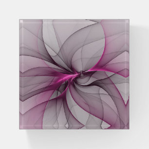 Elegant Chaos Modern Abstract Pink Fractal Art Paperweight