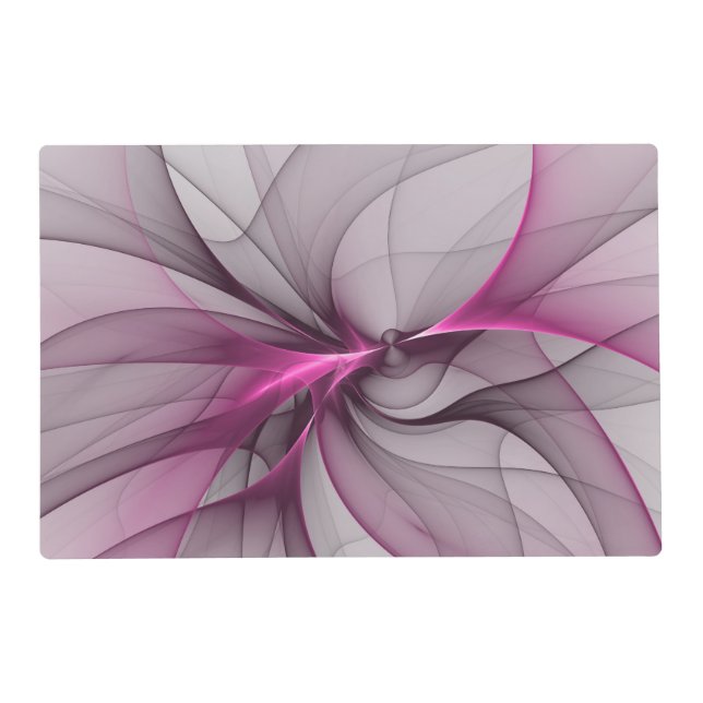 Elegant Chaos Modern Abstract Pink Fractal Art Placemat (Front)