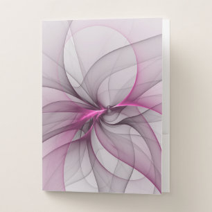 Elegant Chaos Modern Abstract Pink Fractal Art Pocket Folder
