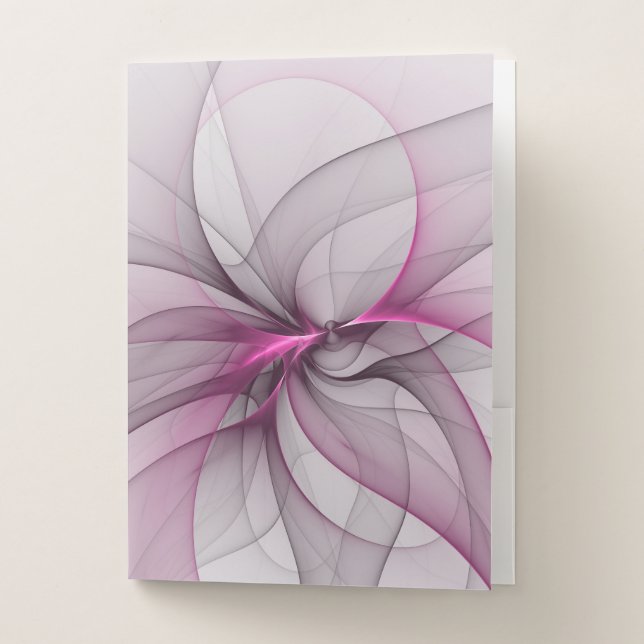 Elegant Chaos Modern Abstract Pink Fractal Art Pocket Folder (Front)