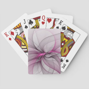 Elegant Chaos Modern Abstract Pink Fractal Art Poker Cards