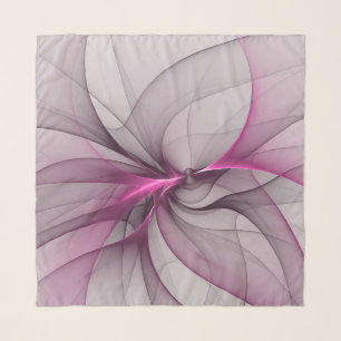 Elegant Chaos Modern Abstract Pink Fractal Art Scarf