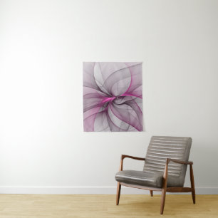 Elegant Chaos Modern Abstract Pink Fractal Art Tapestry