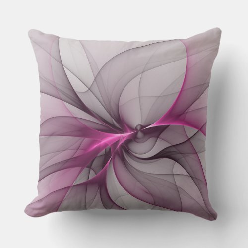 Elegant Chaos Modern Abstract Pink Fractal Art Throw Pillow