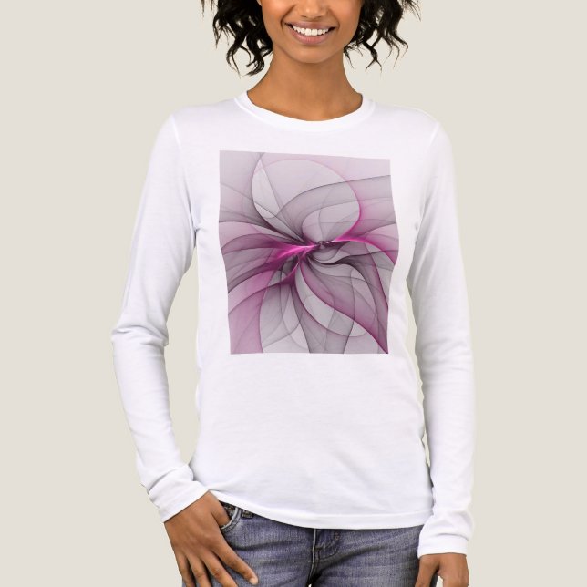 Elegant Chaos Modern Abstract Pink Fractal Art Tri-Blend Shirt (Front)